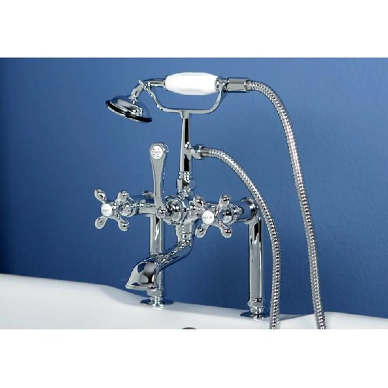 Hot Vintage 7" Clawfoot Deck Mount Tub Filler Faucet with Hand Shower Tub Faucets