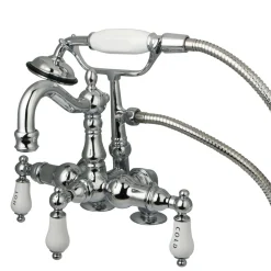 Clearance Vintage Deck Mount Clawfoot Tub Filler Faucet with 3-3/8" Spread Hand Shower and Tub Faucets