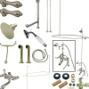 New Vintage Deck Mount 7" Center Clawfoot Tub Fixture with Shower Riser Package in Satin Nickel Tub Faucets