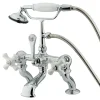New Vintage Deck Mount Adjustable 3-3/8" - 10" Center Classic Clawfoot Tub Filler with Hand Shower Tub Faucets