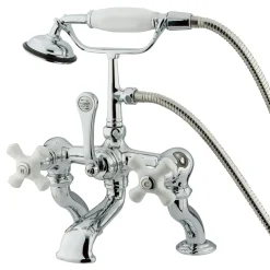 New Vintage Deck Mount Adjustable 3-3/8" - 10" Center Classic Clawfoot Tub Filler with Hand Shower Tub Faucets
