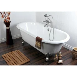 New Vintage 7" Deck Mount Clawfoot Tub Filler with Hand Shower Tub Faucets
