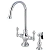 New Vintage Double Handle Kitchen Faucet with Brass Side Sprayer Single Hole