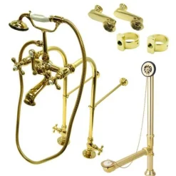 New Vintage Freestanding Clawfoot Tub Faucet Package with Metal Cross Handles Tub Faucets