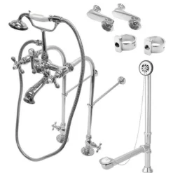 New Vintage Freestanding Clawfoot Tub Faucet Package with Metal Cross Handles Tub Faucets