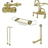 Clearance Vintage Gooseneck Tub Mount Clawfoot Tub Filler with Shower Mixer Package in Polished Brass Tub & Shower Sets|Tub Faucets