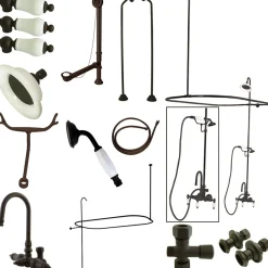New Vintage High Rise Gooseneck Clawfoot Tub and Shower Package with Lever Handles Tub & Shower Sets|Tub Faucets