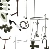 Discount Vintage High Rise Gooseneck Clawfoot Tub and Shower Package with Porcelain Lever Handles in Oil Rubbed Bronze Tub & Shower Sets|Tub Faucets