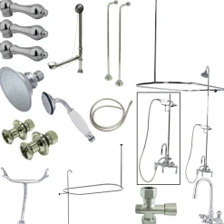 Hot Vintage High Rise Gooseneck Clawfoot Tub and Shower Package with Metal Lever Handles Tub & Shower Sets|Tub Faucets