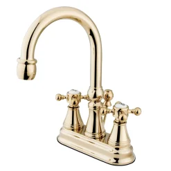 New Vintage 4-Inch Centerset Bathroom Faucet with Brass Pop-Up 4