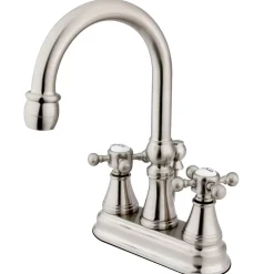 New Vintage 4-Inch Centerset Bathroom Faucet with Brass Pop-Up 4