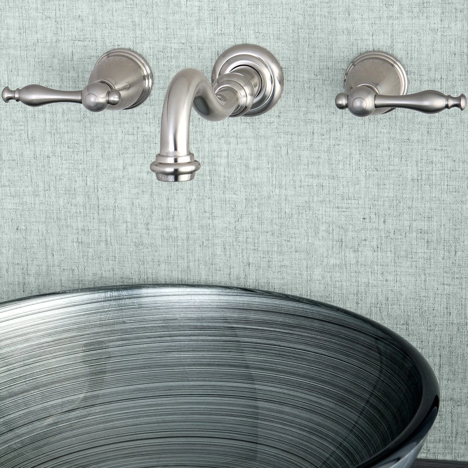 Vintage Lever-Handle Wall Mount Bathroom Faucet Wall Mount