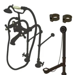 Hot Vintage Metal Cross Handles Freestanding Clawfoot Tub Faucet Package Tub Faucets
