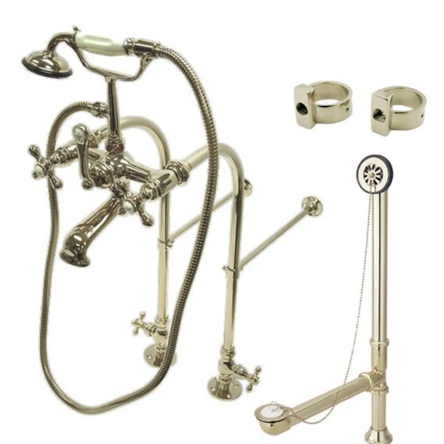 Hot Vintage Metal Cross Handles Freestanding Clawfoot Tub Faucet Package Tub Faucets