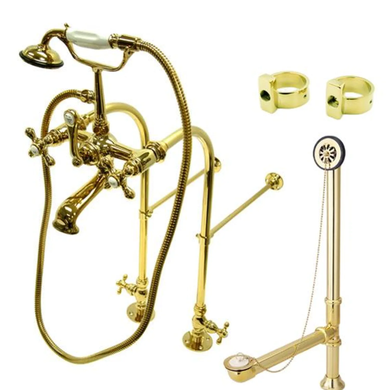 Hot Vintage Metal Cross Handles Freestanding Clawfoot Tub Faucet Package Tub Faucets
