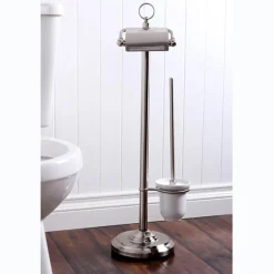 Online Vintage Pedestal Toilet Paper and Brush Holder Toilet Paper Holders