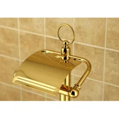 New Vintage Pedestal Toilet Paper and Brush Holder in Polished Brass Toilet Paper Holders