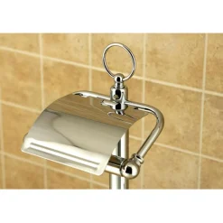 New Vintage Pedestal Toilet Paper and Brush Holder in Polished Chrome Toilet Paper Holders