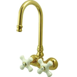 Sale Vintage 3-3/8" Spread Brass Wall Mount Clawfoot Tub Filler Faucet Tub Faucets