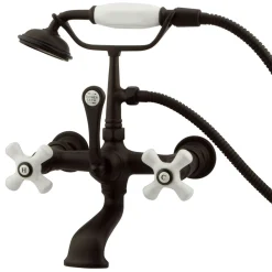 Hot Vintage 7" Spread Classic Wall Mount Clawfoot Tub Filler Faucet with Hand Shower Tub Faucets