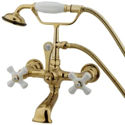 Hot Vintage 7" Spread Classic Wall Mount Clawfoot Tub Filler Faucet with Hand Shower Tub Faucets