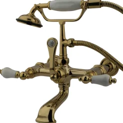 Discount Vintage 7" Spread Wall Mount Clawfoot Tub Filler Faucet with Hand Shower Tub Faucets