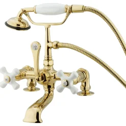 Clearance Vintage 7" Spread Classic Clawfoot Deck Mount Tub Filler with Hand Shower Tub Faucets