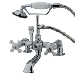 Clearance Vintage 7" Spread Classic Clawfoot Deck Mount Tub Filler with Hand Shower Tub Faucets