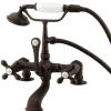 Online Vintage 7" Spread Brass Deck Mount Clawfoot Tub Filler with Hand Shower Tub Faucets