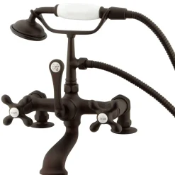 Online Vintage 7" Spread Brass Deck Mount Clawfoot Tub Filler with Hand Shower Tub Faucets