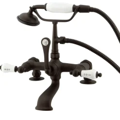 New Vintage 7" Spread Clawfoot Deck Mount Tub Filler with Hand Shower Tub Faucets