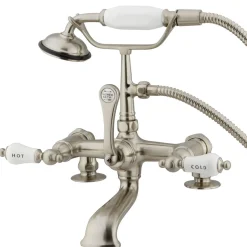 New Vintage 7" Spread Clawfoot Deck Mount Tub Filler with Hand Shower Tub Faucets