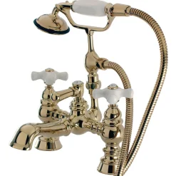 Vintage 7" Spread Classic Deck Mount Clawfoot Tub Filler with Hand Shower Tub Faucets