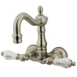Best Vintage 3-3/8" Spread Brass Wall Mount Clawfoot Tub Filler Tub Faucets