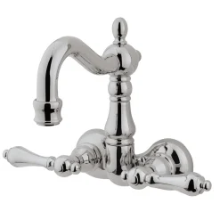 Sale Vintage 3-3/8" Spread Wall Mount Brass Clawfoot Tub Filler Tub Faucets