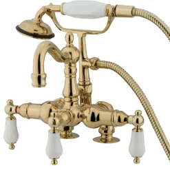 Online Vintage 3-3/8" Spread Deck Mount Clawfoot Tub Filler with Hand Shower Tub Faucets
