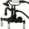 Hot Vintage 3-3/8" Spread Wall Mount Clawfoot Tub Filler with Hand Shower Tub Faucets