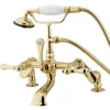 Sale Vintage 3" to 12" Deck Mount Clawfoot Tub Filler Faucet with Hand Shower Tub Faucets