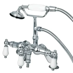 Hot Vintage 3-3/8" to 8-3/8" Deck Mount Clawfoot Tub Filler Faucet with Hand Shower Tub Faucets