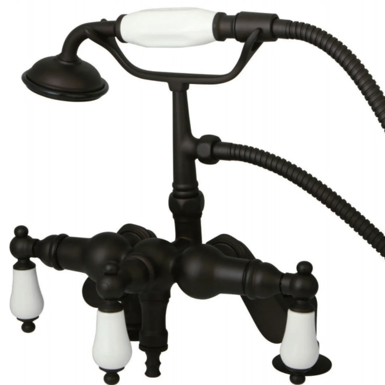 Hot Vintage 3-3/8" to 8-3/8" Deck Mount Clawfoot Tub Filler Faucet with Hand Shower Tub Faucets