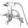 Best Vintage 3" to 12" Spread Deck Mount Clawfoot Tub Filler Faucet with Hand Shower Tub Faucets