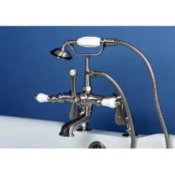 Best Vintage 3" to 12" Spread Deck Mount Clawfoot Tub Filler Faucet with Hand Shower Tub Faucets