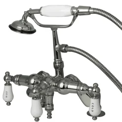 Vintage 3-3/8" to 8-3/8" Spread Deck Mount Clawfoot Tub Filler with Hand Shower Tub Faucets
