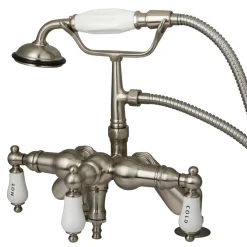 Vintage 3-3/8" to 8-3/8" Spread Deck Mount Clawfoot Tub Filler with Hand Shower Tub Faucets