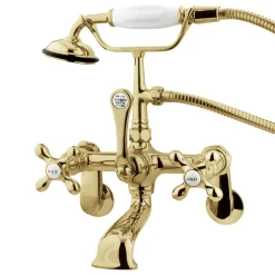 Clearance Vintage 3-3/8" to 11" Spread Wall Mount Clawfoot Tub Filler Faucet with Hand Shower Tub Faucets