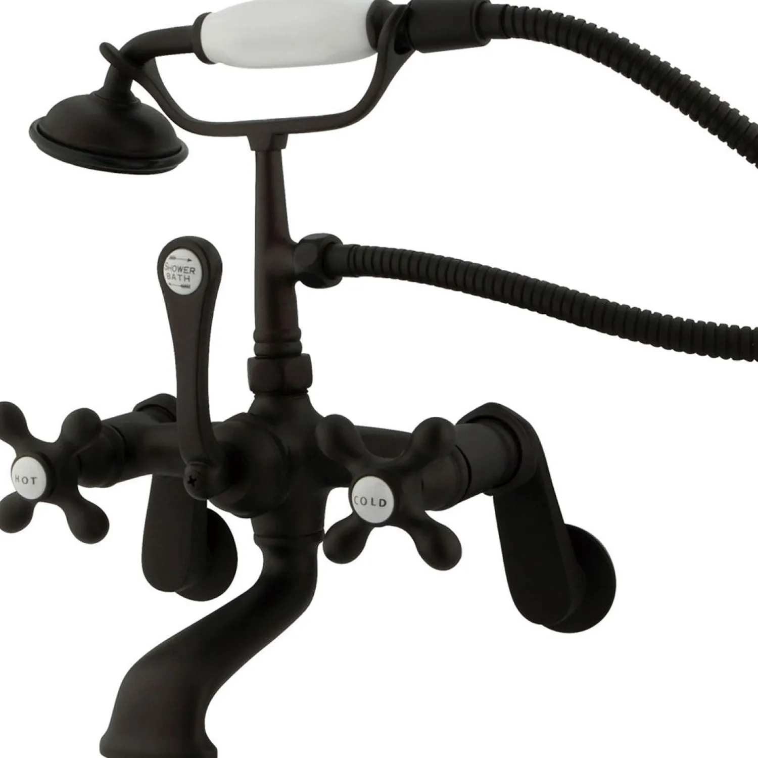 Clearance Vintage 3-3/8" to 11" Spread Wall Mount Clawfoot Tub Filler Faucet with Hand Shower Tub Faucets