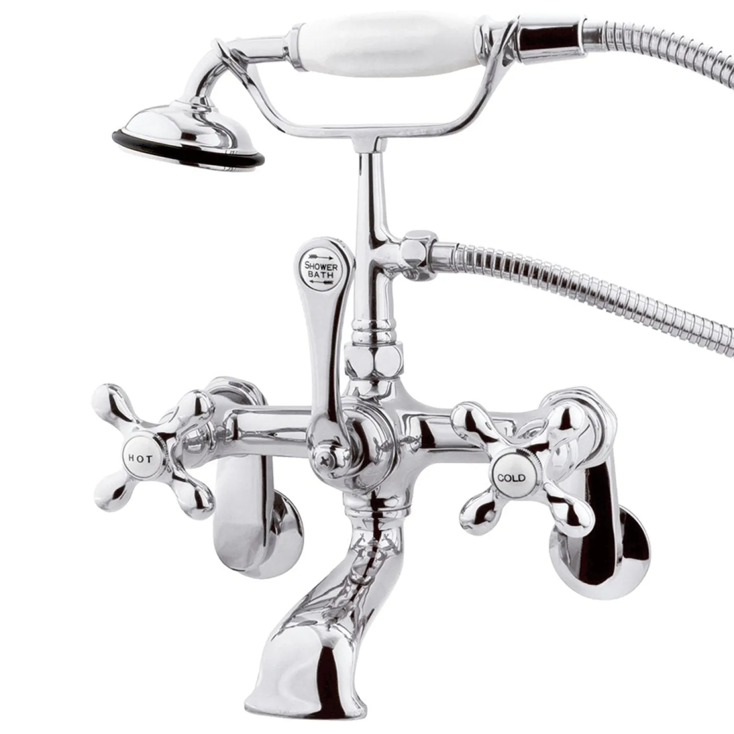 Clearance Vintage 3-3/8" to 11" Spread Wall Mount Clawfoot Tub Filler Faucet with Hand Shower Tub Faucets