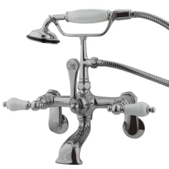 Hot Vintage 3-3/8" to 11" Wall Mount Clawfoot Tub Filler Faucet with Hand Shower Tub Faucets