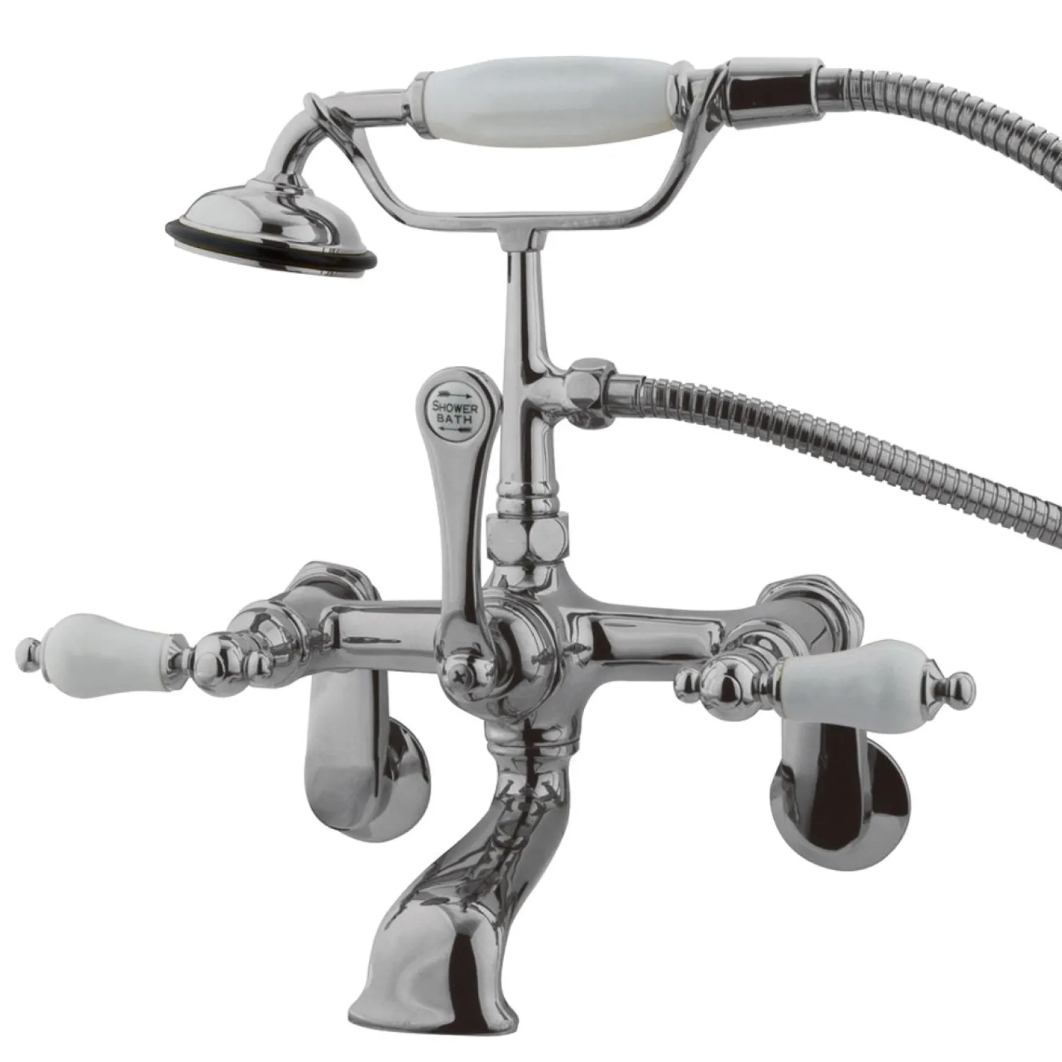 Hot Vintage 3-3/8" to 11" Wall Mount Clawfoot Tub Filler Faucet with Hand Shower Tub Faucets