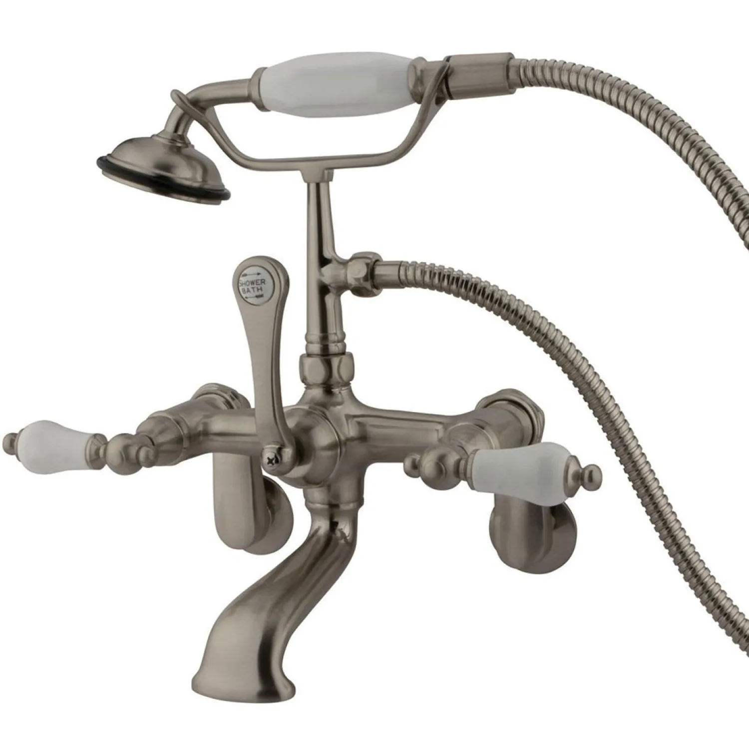 Hot Vintage 3-3/8" to 11" Wall Mount Clawfoot Tub Filler Faucet with Hand Shower Tub Faucets